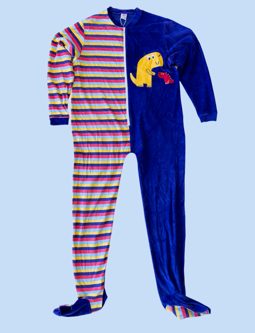 Striped Yellow Dino Footed Pajama